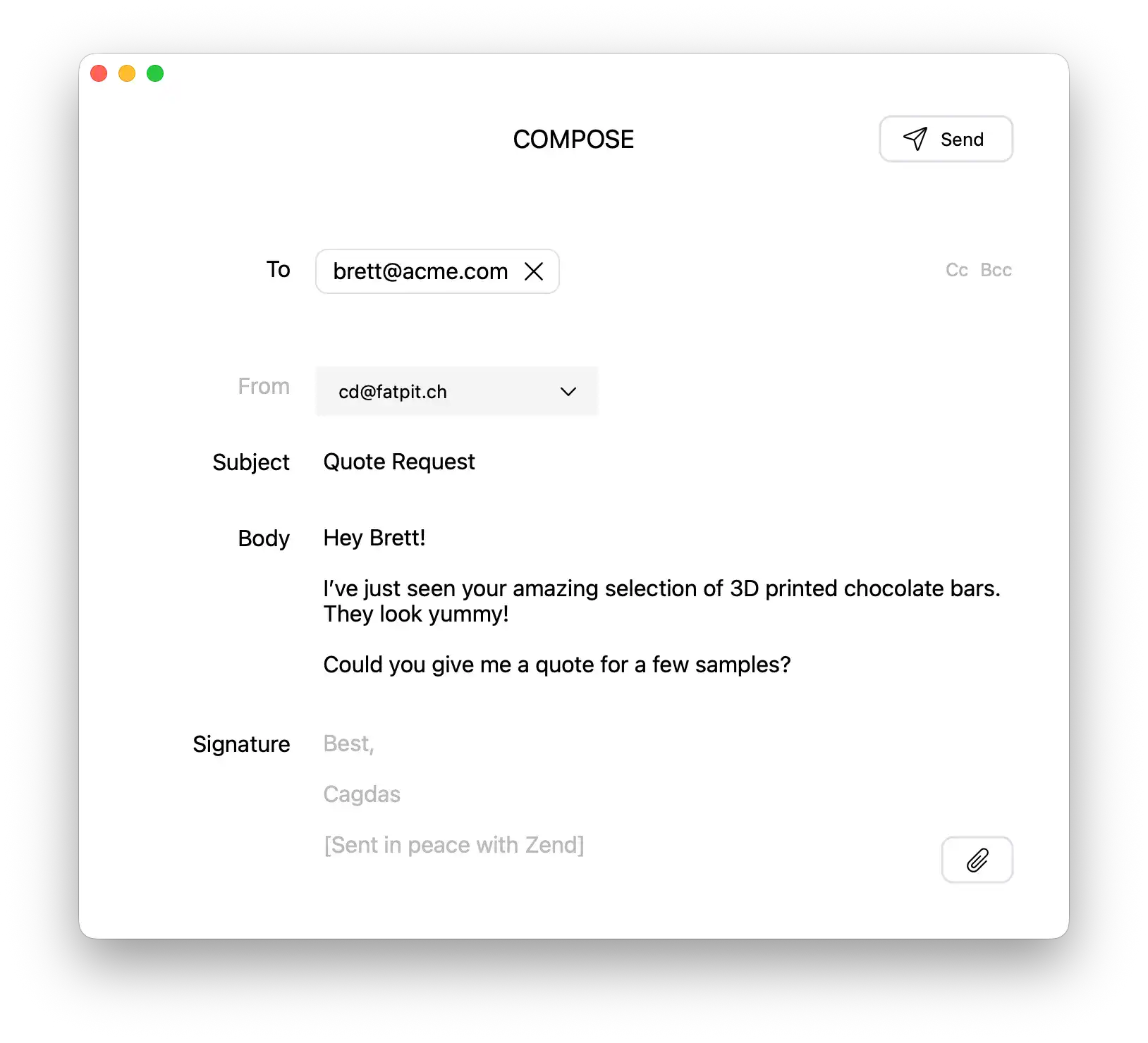 Zend compose window